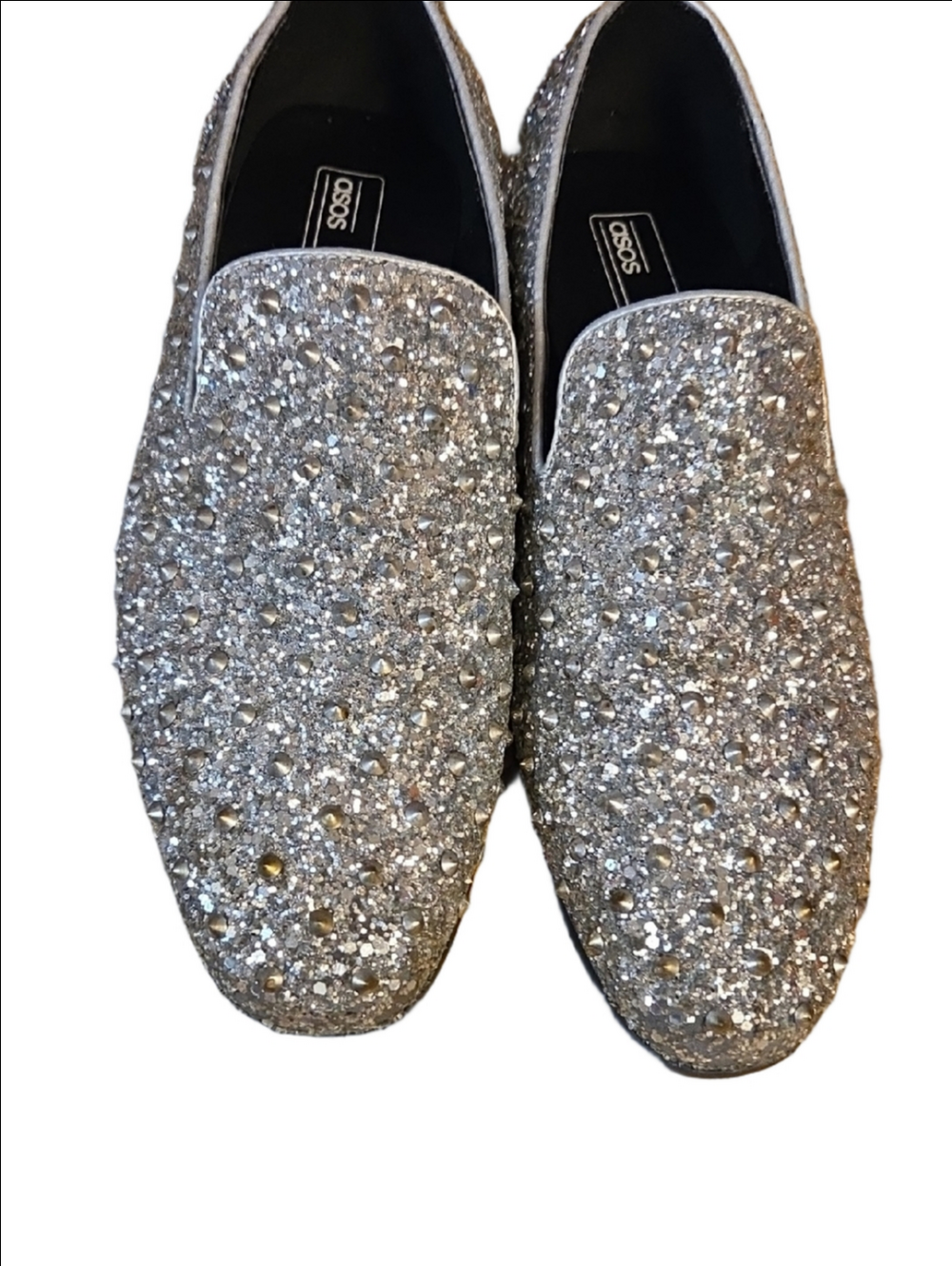 ASOS Men's Silver Crystal-Embellished Slip-On Loafers
